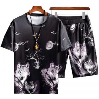 Bộ quần áo thun nam Bộ quần áo thun unisex họa tiết sói xám phong cách trẻ trung mát mẻ MENFASHION1989 MQA 022
