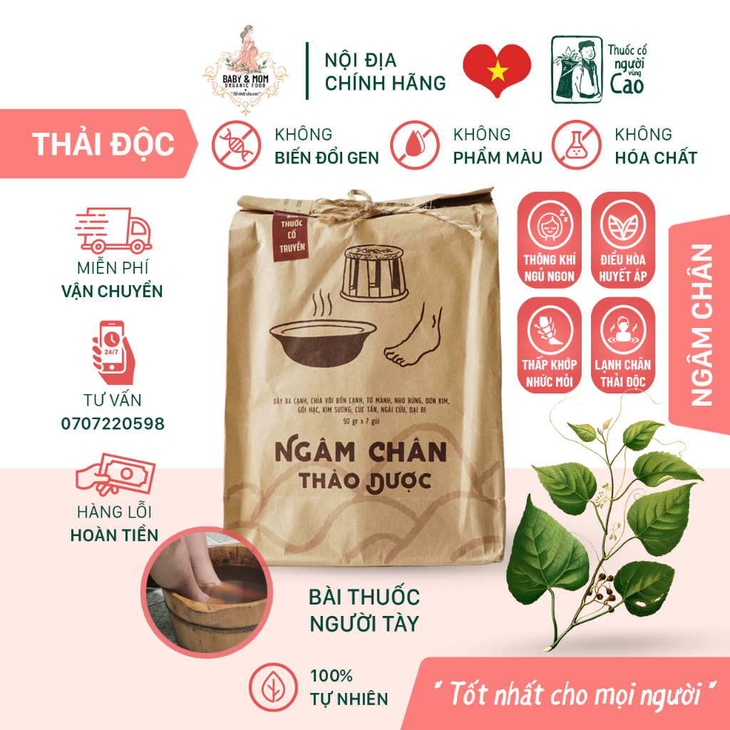 Ngâm Chân Thảo Dược 50g x 7 túi lọc Vietherb Ngâm Chân Thảo Dược - Làm Ấm Chân - Thông Kinh Lạc - Ngủ Ngon - Khỏe Chân
