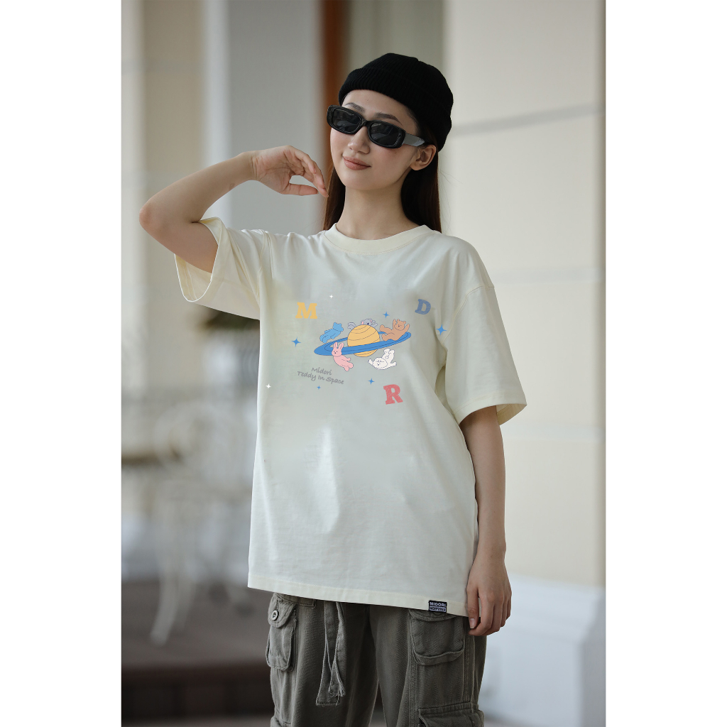 Áo thun Nam Nữ form rộng tay lỡ Phông Unisex TEDDY IN SPACE Local Brand Midori For Man