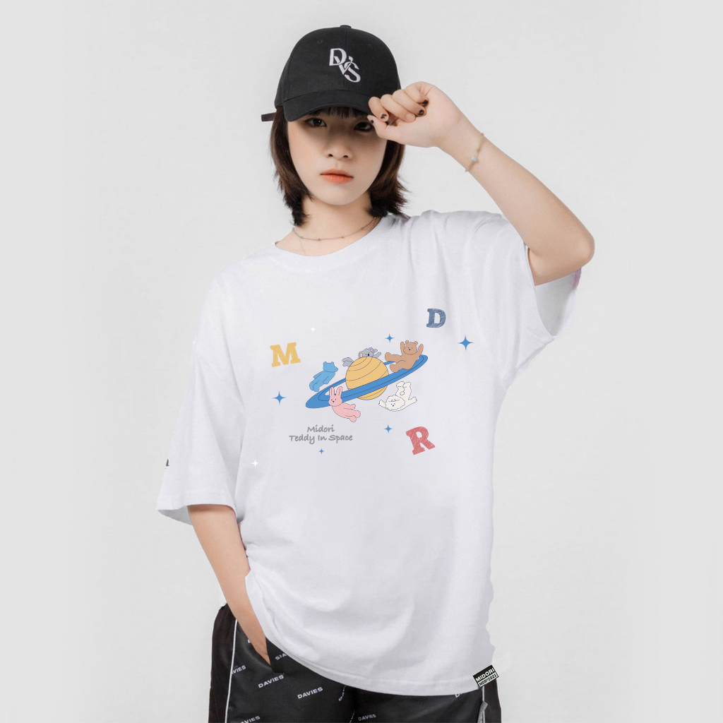 Áo thun Nam Nữ form rộng tay lỡ Phông Unisex TEDDY IN SPACE Local Brand Midori For Man