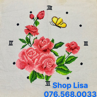 Tranh thêu chữ thập HOA HỒNG đã thêu 38x40cm thành phẩm