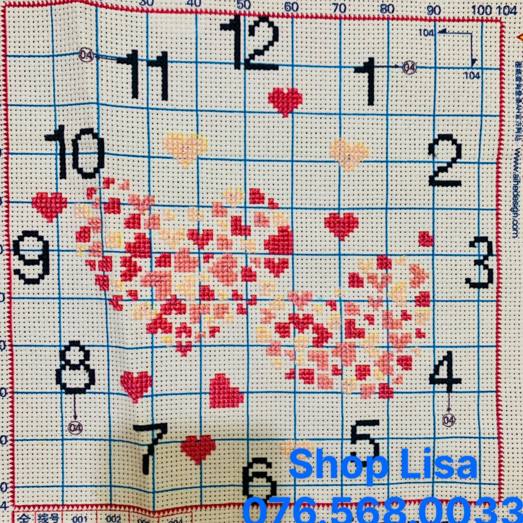 Tranh thêu chữ thập TRÁI TIM đã thêu 30x30cm thành phẩm 24201