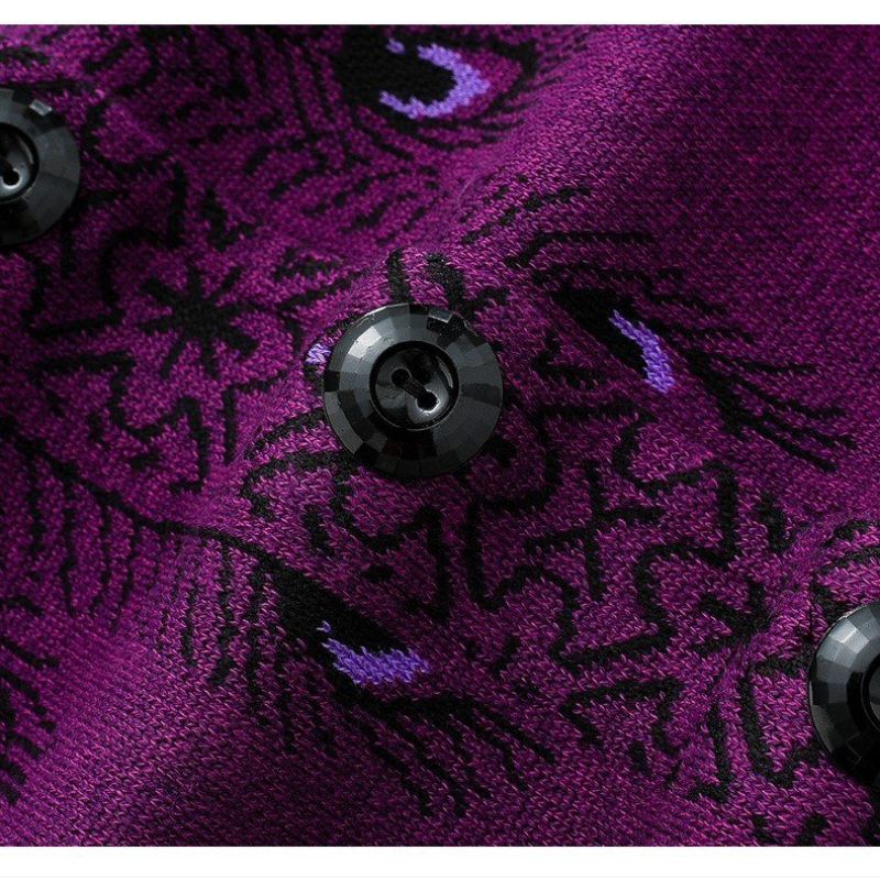 Áo len cổ tròn trung niên cài cúc Quảng Châu