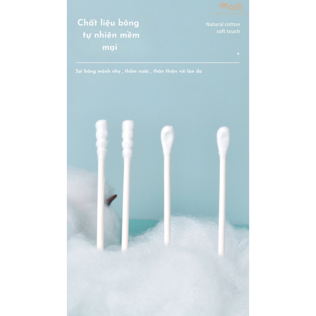 Tăm bông trẻ em Babybee kháng khuẩn  cho bé sơ sinh ngoáy tai, mũi