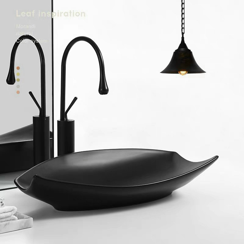 Chậu lavabo đặt bàn kiểu dáng tân cổ điển, Lavabo sứ màu đen
