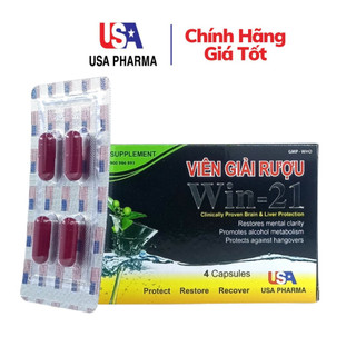 Viên Giải Rượu Win 21 Giải độc gan, giảm tác hại rượu bia, giúp giải rượu nhanh chóng, giải độc gan - Hộp 4 viên