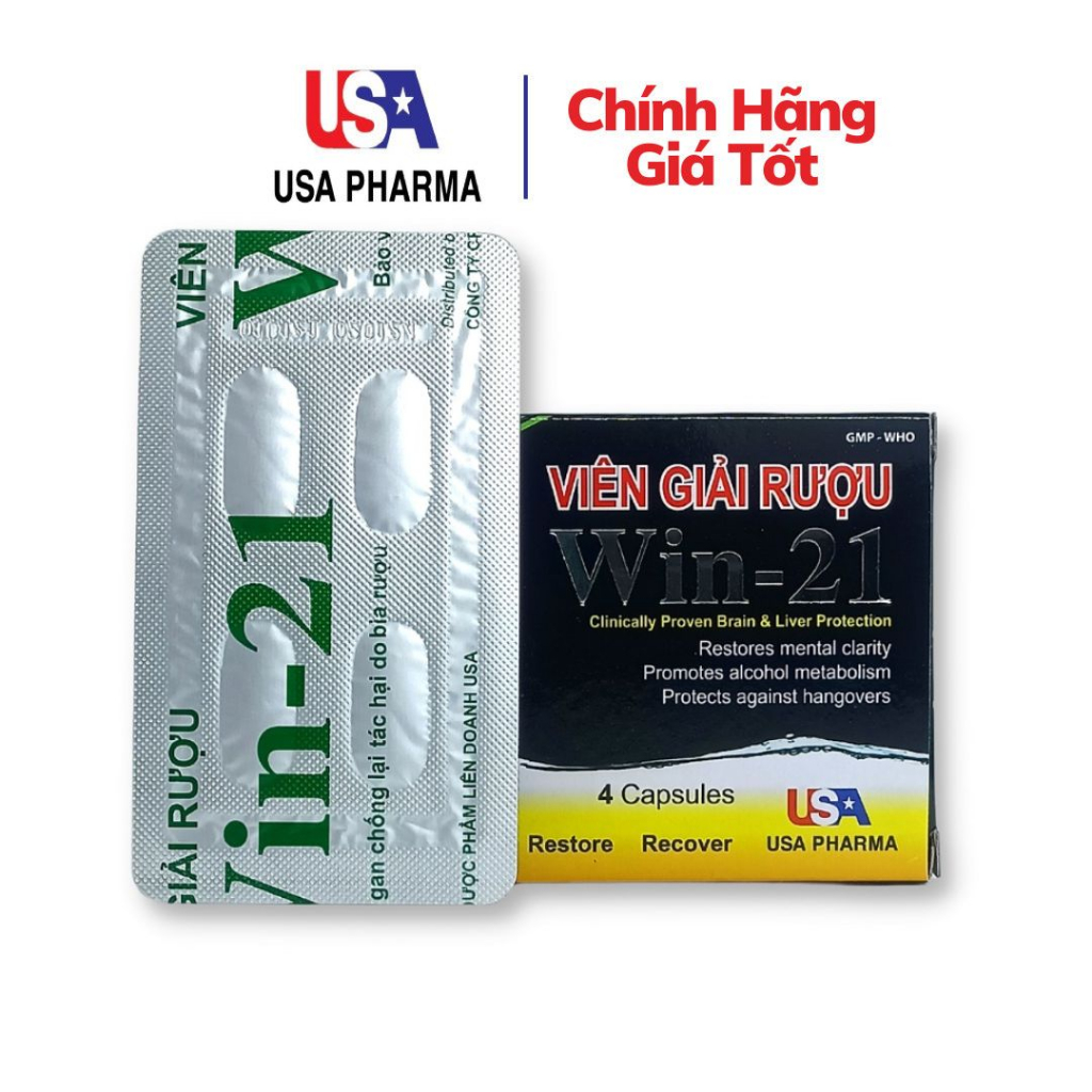 Viên Giải Rượu Win 21 Giải độc gan, giảm tác hại rượu bia, giúp giải rượu nhanh chóng, giải độc gan - Hộp 4 viên