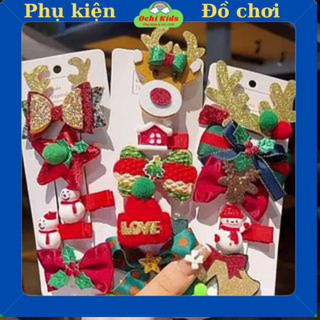 Set cặp tóc hình Giáng sinh siêu đáng yêu, Set kẹp tóc Noel xinh cho bé.
