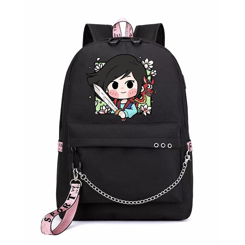 Balo thông minh đen in hình CÔNG CHÚA hoạt hình cartoon dễ thương cặp sách đi học dis.ney