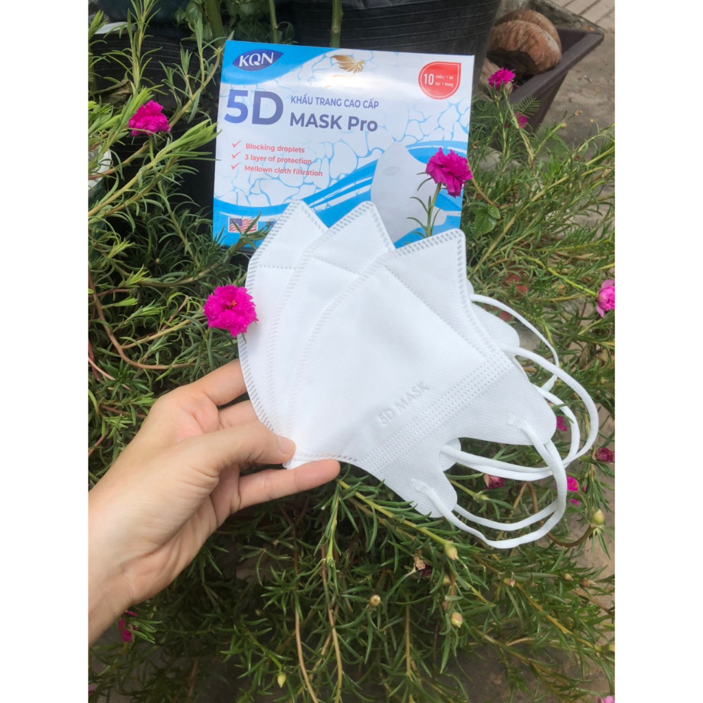 Túi 10 Cái Khẩu Trang Y Tế 5D Kqn Màu Trắng 3 Lớp Chính Hãng Sản Xuất Tại Việt Nam Theo Công Nghệ Thái Lan Kháng Khuẩn V
