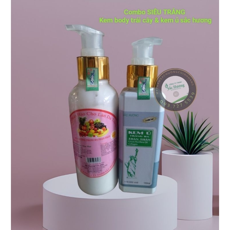combo kem body dưỡng trắng trái cây và kem ủ sắc hương