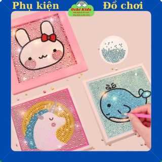 Tranh đính đá handmade họa tiết hoạt hình, tranh gắn đá cho bé rèn luyện tính kiên nhẫn Ochi kids