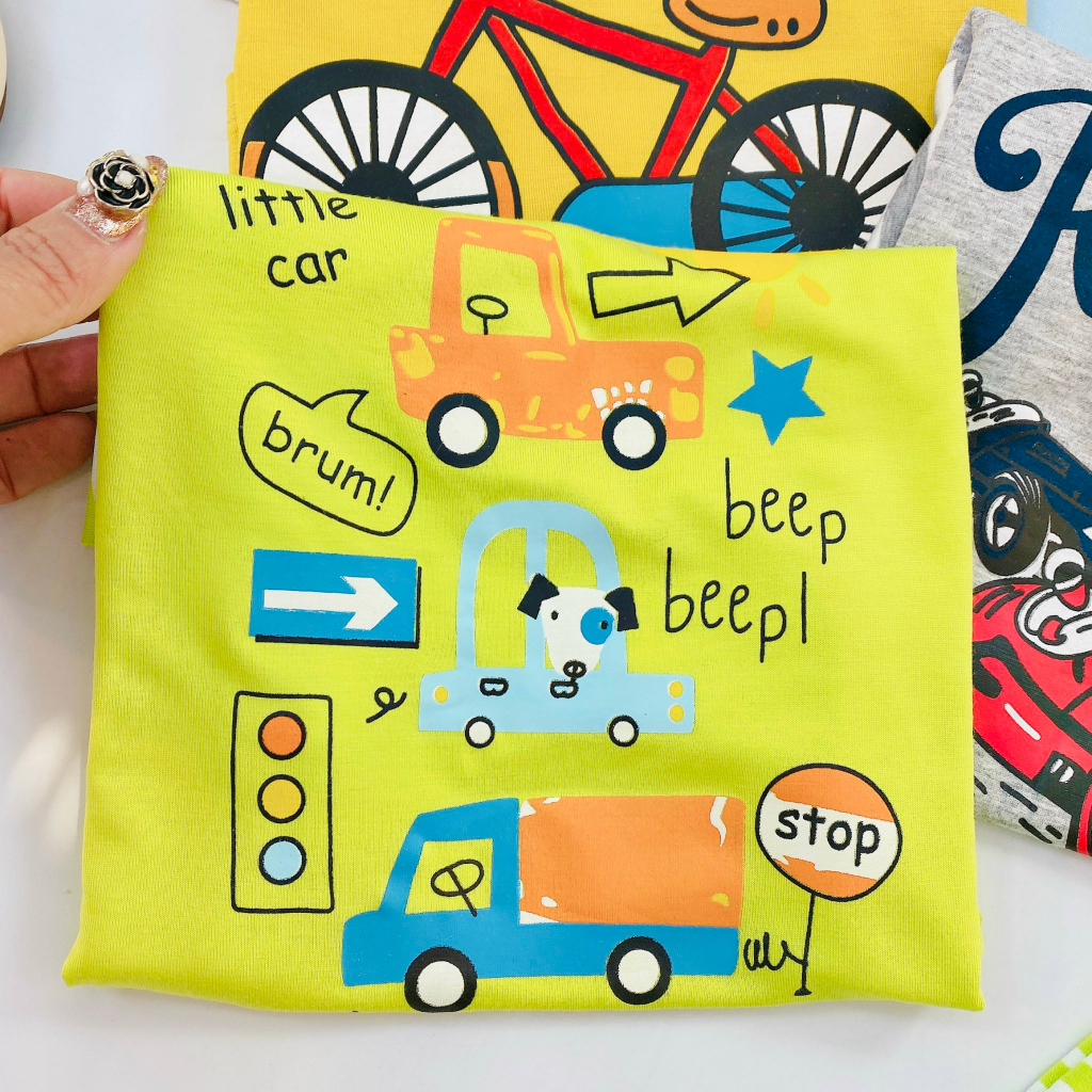 Bộ thun lạnh cộc tay cho bé MINKY MOM loại 1 hình xe ô tô siêu đẹp