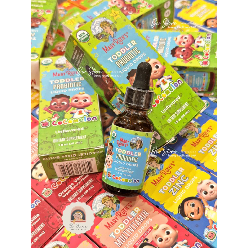 Men Vi Sinh / Lợi Khuẩn Hữu Cơ Mary Ruth's Cocomelon Organic Toddler Liquid Probiotic 30ml cho bé 1-3y - Mỹ [ BW Store ]