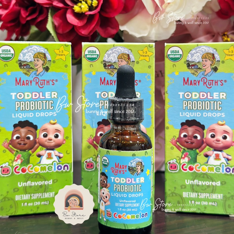 Men Vi Sinh / Lợi Khuẩn Hữu Cơ Mary Ruth's Cocomelon Organic Toddler Liquid Probiotic 30ml cho bé 1-3y - Mỹ [ BW Store ]