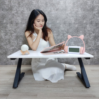 Bàn học, bàn làm việc chân sắt chữ Z gấp bệt (R40×D80×C35cm) mặt MDF trắng siêu đẹp