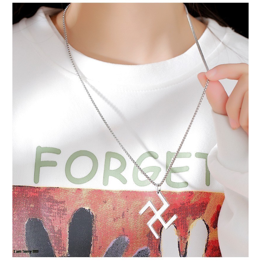 Dây chuyền nam kèm mặt chữ vạn inox thép không gỉ- DCQCM02