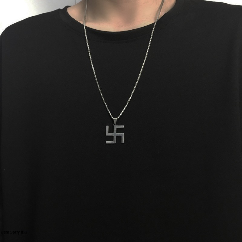 Dây chuyền nam kèm mặt chữ vạn inox thép không gỉ- DCQCM02