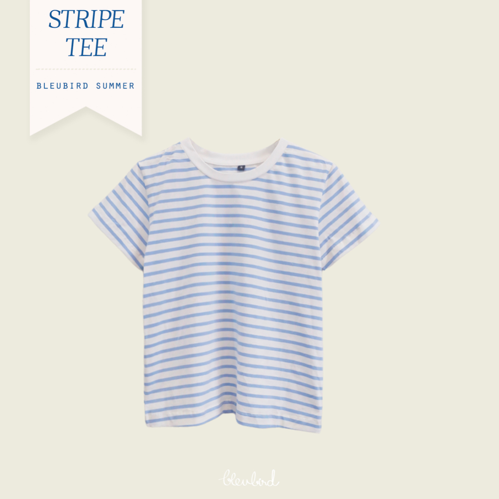 BLEUBIRD Áo phông cotton kẻ ngang Stripe Tee