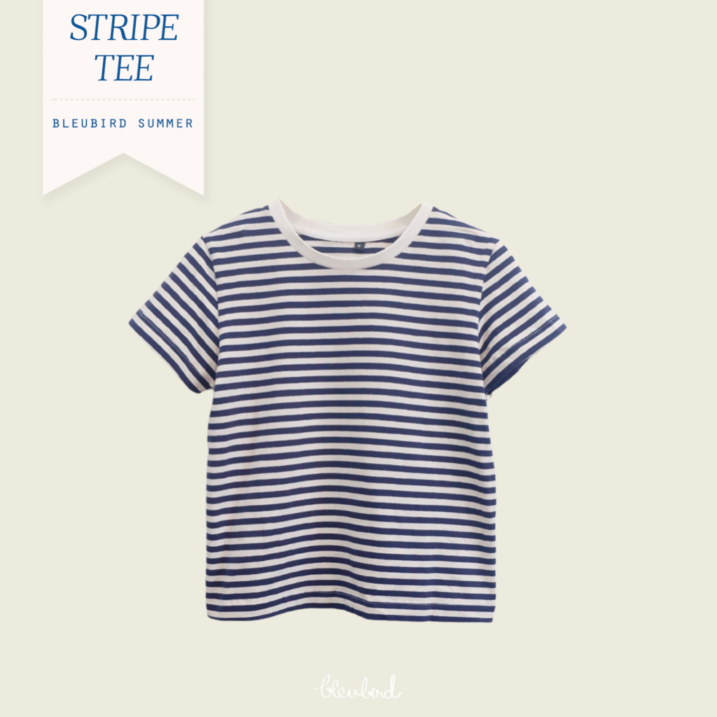 BLEUBIRD Áo phông cotton kẻ ngang Stripe Tee