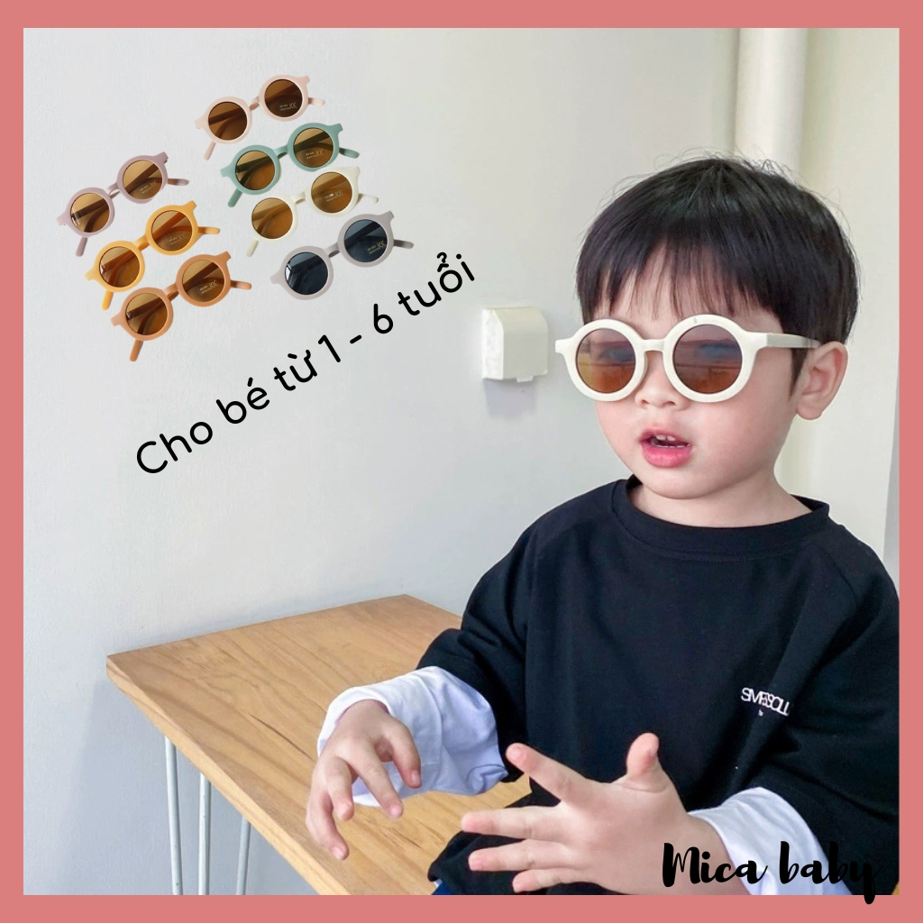 Kính râm cho bé từ 1 - 6 tuổi kiểu dáng gọng tròn đáng yêu K01 Mica baby
