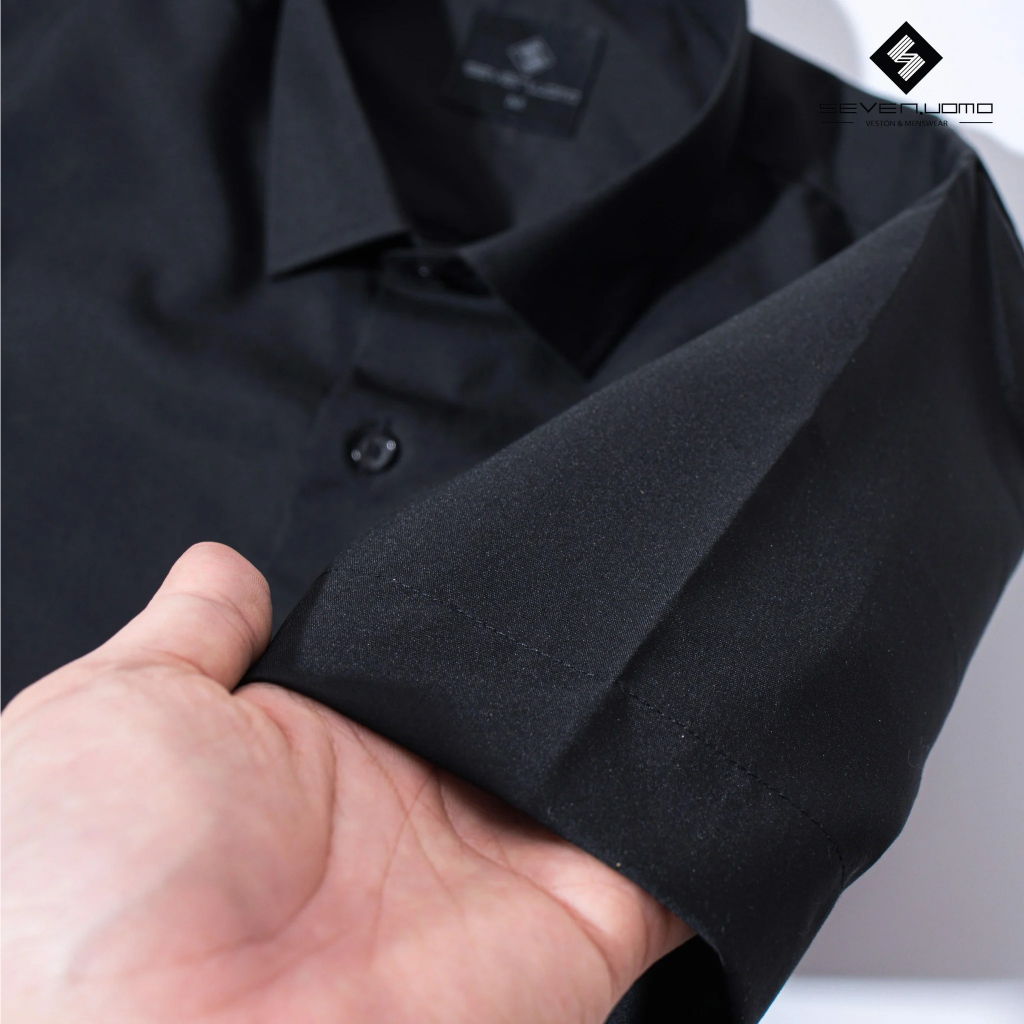 Áo sơ mi nam ngắn tay vải cotton lụa trơn mát chống nhăn