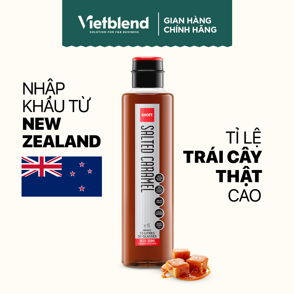 Syrup SHOTT vị Caramel Muối chai 1L