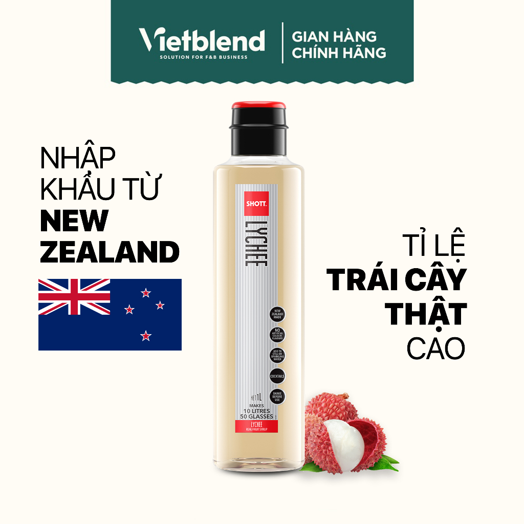 Syrup SHOTT vị Vải Lychee chai 1L