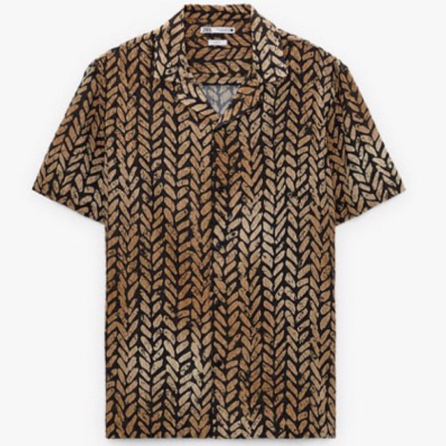 Áo sơ mi ngắn tay Zara authentic LEAF PRINT size L
