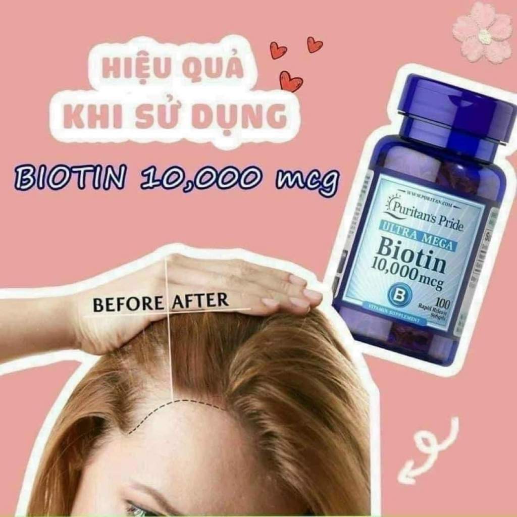 Viên uống Biotin 10000mcg hỗ trợ da, móng, tóc Puritan’s Pride(HÀNG MỸ XÁCH TAY)