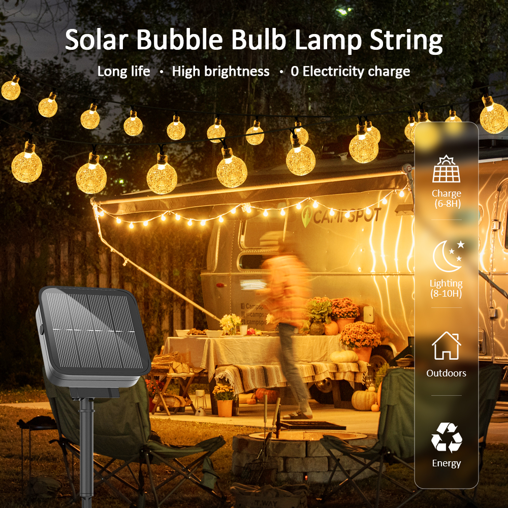 Dây đèn LED năng lượng mặt trời Trang trí sân vườn Đèn Giáng sinh năng lượng mặt trời ngoài trời không thấm nước