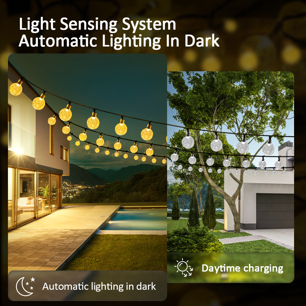 Dây đèn LED năng lượng mặt trời Trang trí sân vườn Đèn Giáng sinh năng lượng mặt trời ngoài trời không thấm nước