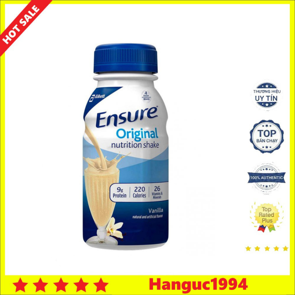 Sữa Ensure Nước Hương Vani Ensure Original Vanilla 237ml Thùng 24 Chai Của Mỹ