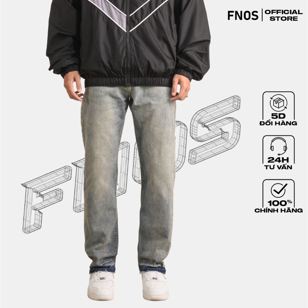 Quần Jeans Dáng Xuông FNOS Streetwear RELAXED JEANS WITH SPLIT HEMS RL1 - Local Brand Chính Hãng