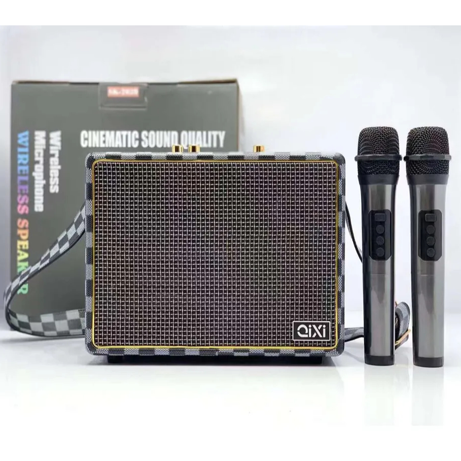 Loa Bluetooth Karaoke Qixi - Âm Thanh Siêu Đỉnh Tặng Kèm 2 Mic Không Dây, Thiết Kế Cực Đẹp - BH 12 Tháng