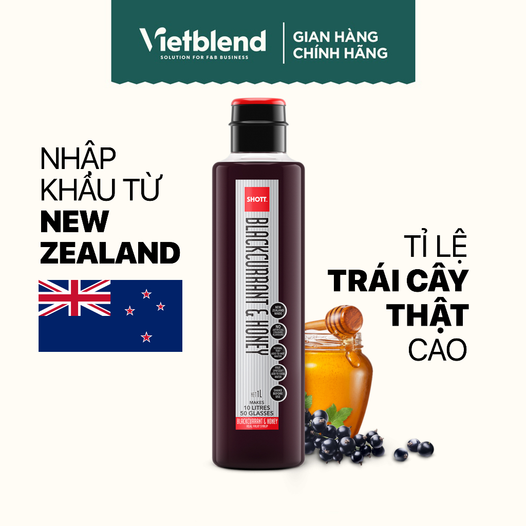 Syrup SHOTT vị Lý Chua Đen & Mật Ong  chai 1L