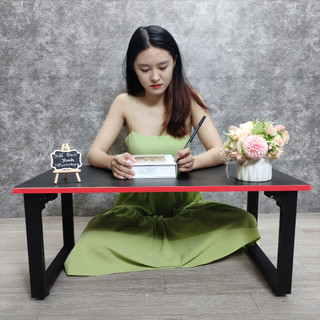 Bàn làm việc, bàn học chân sắt gấp bệt (50×100×35cm) mặt MDF đen siêu sang