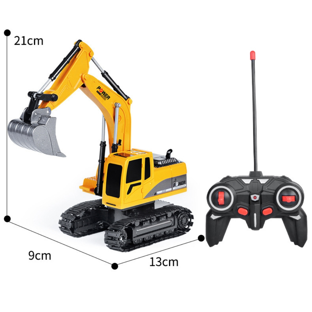 Máy xúc điều khiển từ xa gầu thép pin sạc, Đồ chơi xe xúc cát cho bé