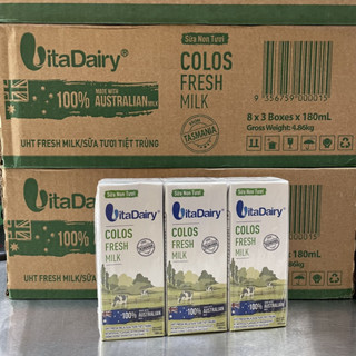 Thùng 24 Hộp 180ml Sữa Non Tươi VitaDairy Colos Fresh Milk - Tasmania Úc (Bibistore)