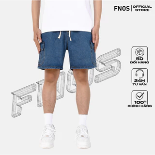 Quần short jean nam túi hộp cao cấp FNOS SCR6 form ngắn ngang gối, ống rộng