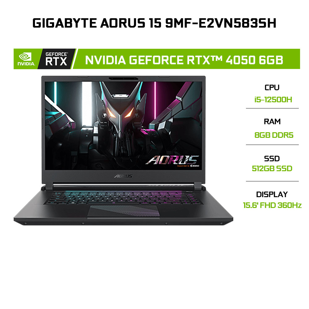 Laptop Gigabyte AORUS 15 9MF-E2VN583SH i5-12500H|8GB|512GB|RTX™ 4050 6GB|15.6'