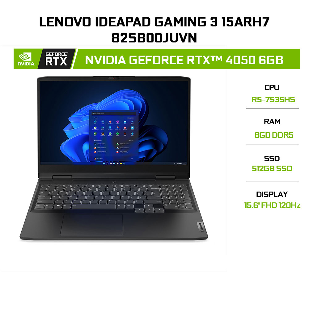 Laptop Lenovo IdeaPad Gaming 3 15ARH7 82SB00JUVN R5-7535HS|8GB|512GB|RTX™ 4050 6GB|15.6'