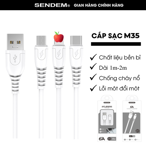 Cáp Sạc Sendem M35 5A 1M Và 2M Dùng Cho Tất Cả Các Dòng Điện Thoại M35