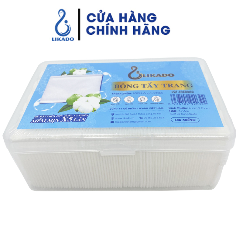 Bông tẩy trang Likado hộp 140 miếng 100% bông tự nhiên