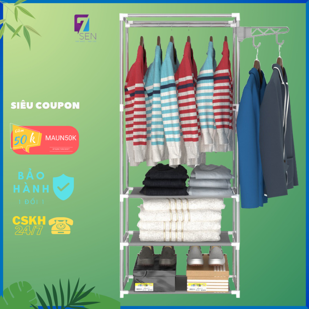 Kệ Để Quần Áo Giày Dép Hình Chữ H, Có Móc Treo 360 Độ