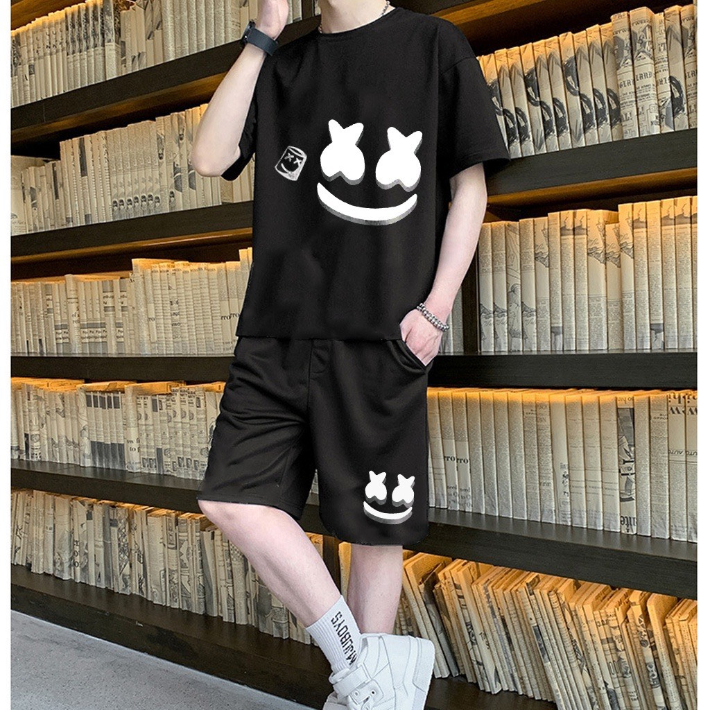 Bộ quần áo thun nam Bộ quần áo thun unisex in hình mặt cười XX phong cách trẻ trung mát mẻ MENFASHION1989 MQA 027