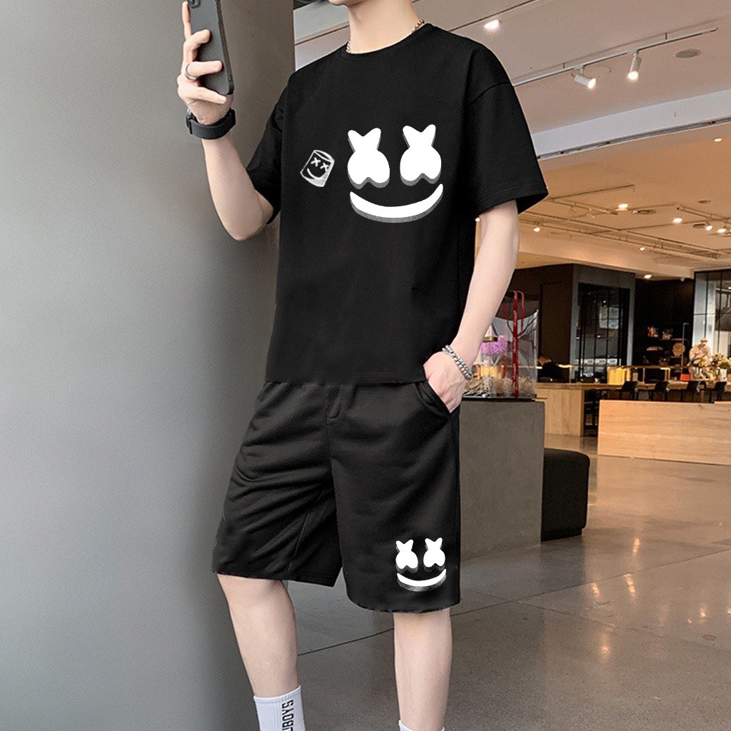 Bộ quần áo thun nam Bộ quần áo thun unisex in hình mặt cười XX phong cách trẻ trung mát mẻ MENFASHION1989 MQA 027