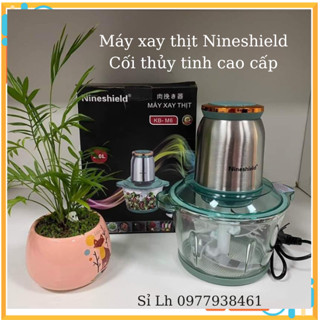 Máy xay thịt 2L Nineshield cối thủy tinh KB-M6 / máy xay đa năng dung tích 2L 4 lưỡi kép cao cấp