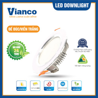 Đèn led downlight 12w đế đúc viền trắng đổi màu vianco