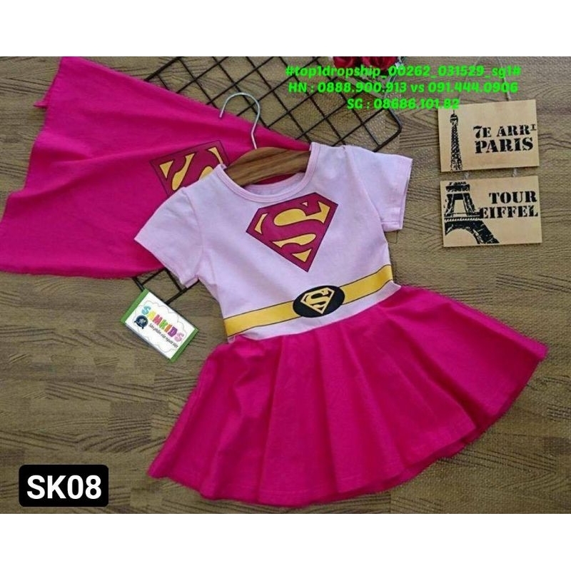 🎀Hàng sỉ SG🎀 Đầm Supergirl kèm choàng cực yêu cho bé gái,size 3-6, top1dropship_00262_sg1